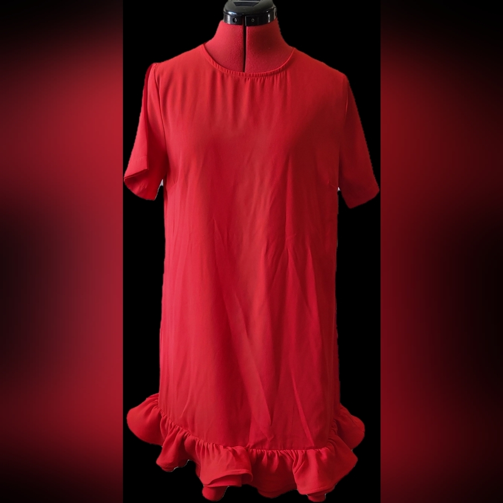 Anthropologie/Vineet Bahl Elegant Red Ruffle Mini Dress